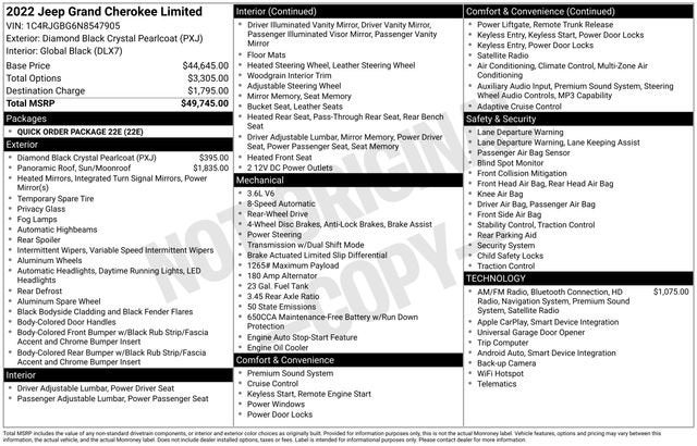 2022 Jeep Grand Cherokee Limited 4x2
