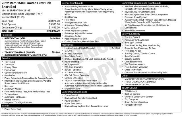 2022 RAM 1500 Limited Crew Cab 4x2 5'7" Box