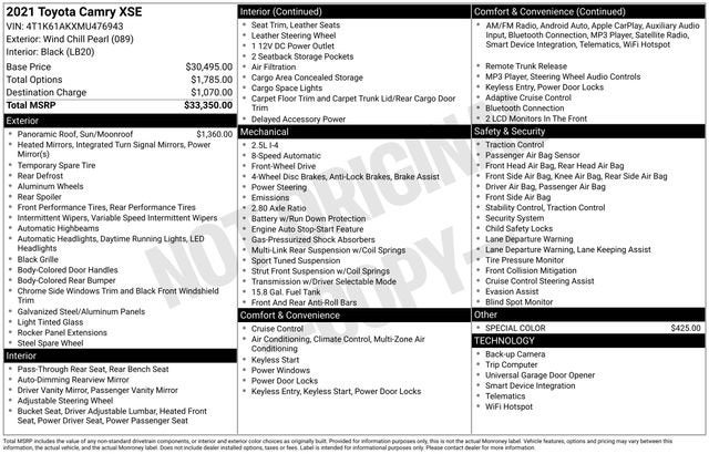 2021 Toyota Camry XSE