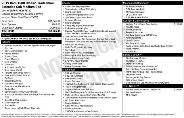 2019 RAM 1500 Classic Tradesman