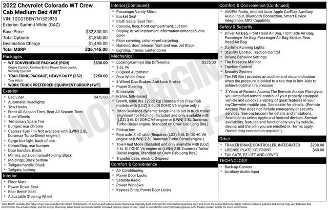 2022 Chevrolet Colorado Work Truck