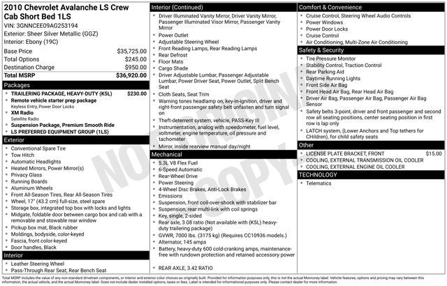 2010 Chevrolet Avalanche 1500 LS