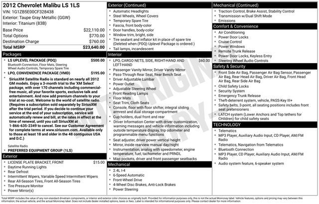 2012 Chevrolet Malibu LS
