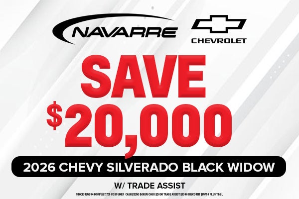 Save Up to $20,000 on 26 Silverado Black Widow