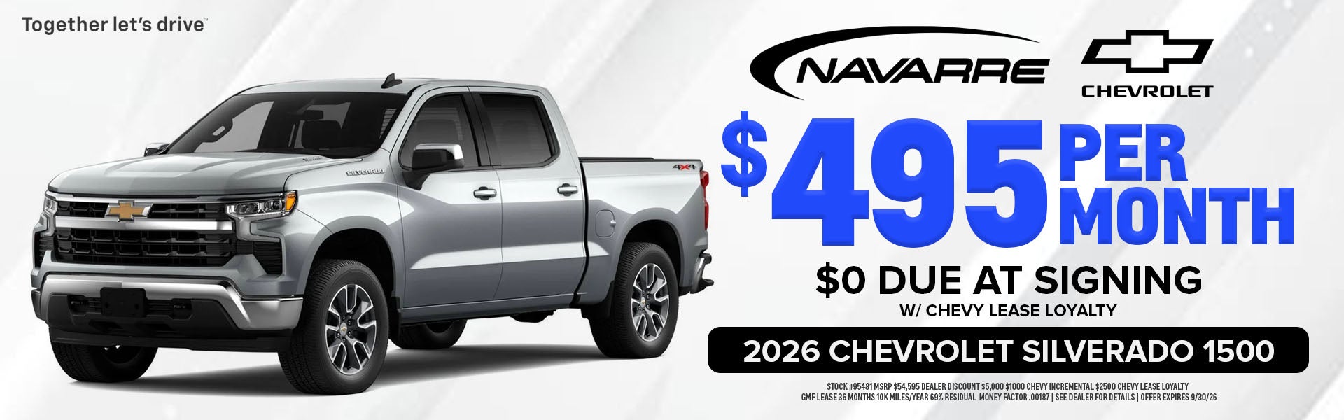 $495 per mo lease offer on 2026 Chevrolet Silverado 1500