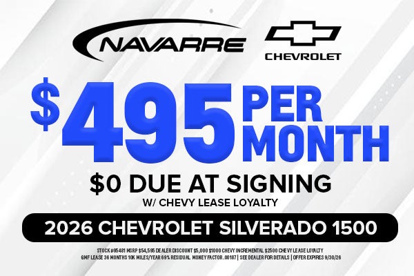 $495 per mo lease offer on 2026 Chevrolet Silverado 1500