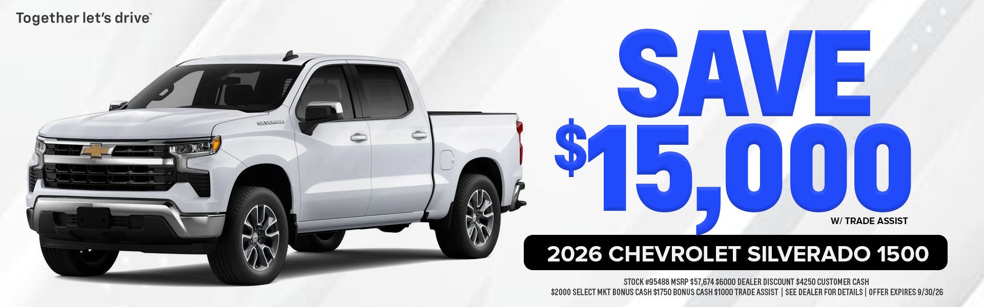 Save $15000 off MSRP on 2026 Chevrolet Silverado 1500