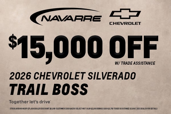 Up to $15000 off MSRP on Chevy Trail Boss
